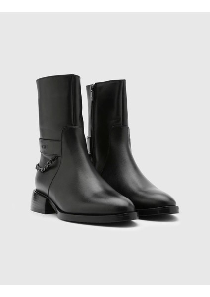 Bice Hakiki Deri Kadın Siyah Bot