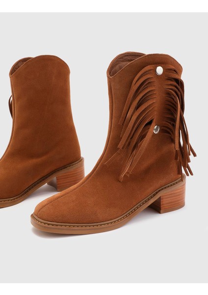 Ankie Hakiki Süet Deri Kadın Taba Topuklu Bot fırsatları