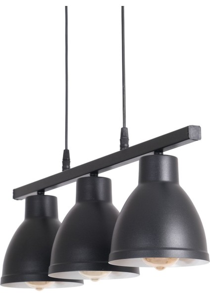 Şık Siyah Metal 3'lü Avize, Salon, Mutfak ve Cafe Aydınlatması