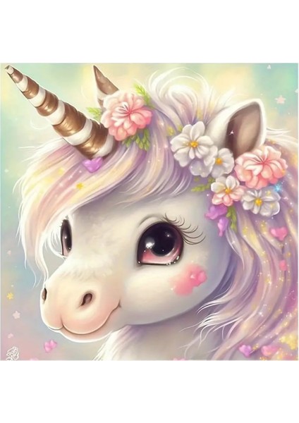 Elmas Boyama Sanat Kiti Dıy Karikatür Hayvan Taşlı Sanat Mozaik Seti - Unicorn