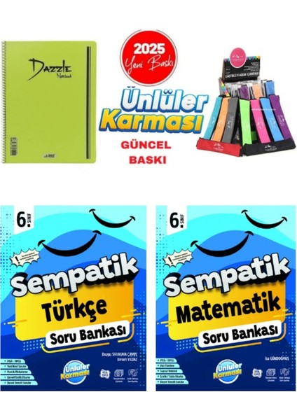 6. Sınıf Sempatik Türkçe - Matematik Soru Bankası - Telli Defter Polo Kalemlik