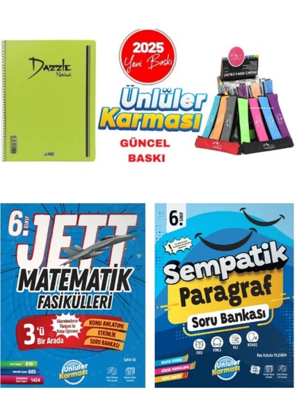 6. Sınıf Jett Matematik Fasikülleri - Sempatik Paragraf Soru Bankası - Telli Defter - Kalemlik