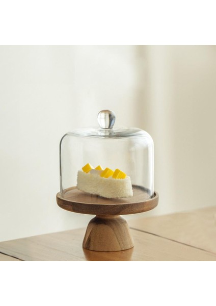 Homes Akasya Ağacı Ayaklı Cam Kek Fanus 17CM