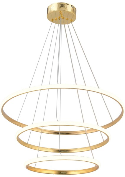 LED Modern Hale 3lü Halka Avize 3 Renk Işık Salon,mutfak,koridor