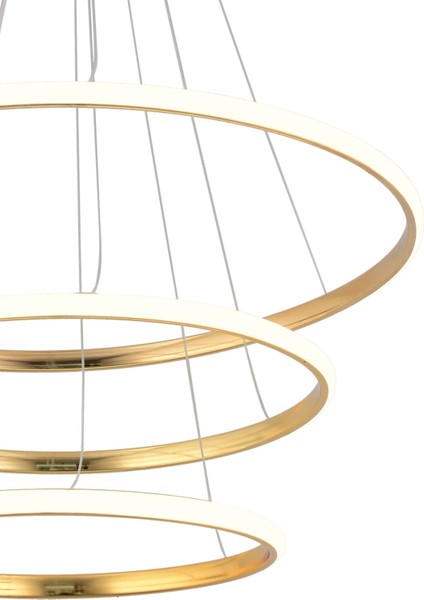 LED Modern Hale 3lü Halka Avize 3 Renk Işık Salon,mutfak,koridor