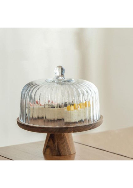 Homes Akasya Ağacı Ayaklı Cam Kek Fanus 31CM