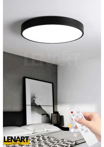 Yuvarlak Modern Tavan Avizesi 3 Renk Aydınlatmalı, Kumandalı LED Avize,ofis Aydınlatma,salon Avizes