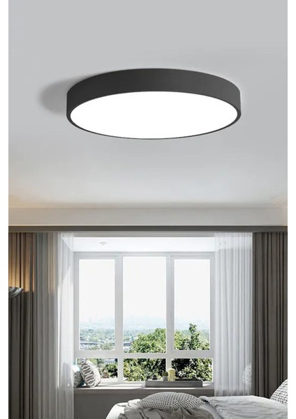 Yuvarlak Modern Tavan Avizesi 3 Renk Aydınlatmalı, Kumandalı LED Avize,ofis Aydınlatma,salon Avizes