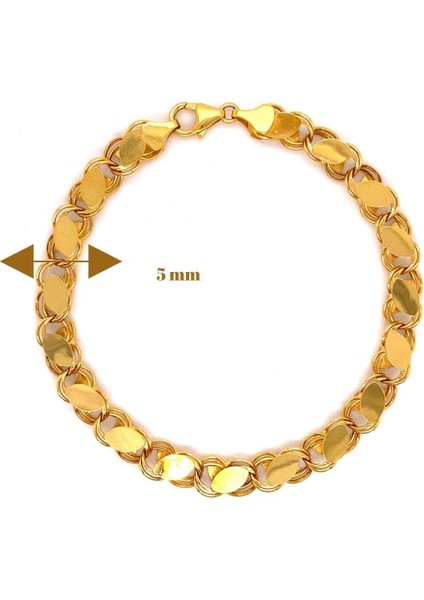 14 Ayar Altın 5 mm Pullu Zincir Bileklik modelleri
