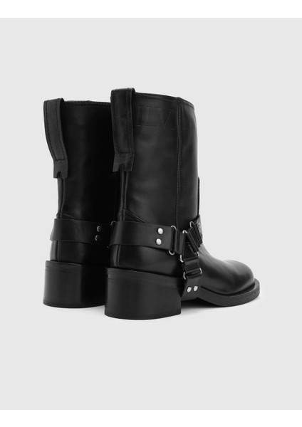 Matthew Hakiki Deri Kadın Siyah Bot indirimleri