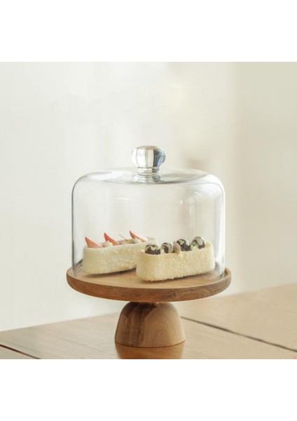 Homes Akasya Ağacı Ayaklı Cam Kek Fanus 22CM