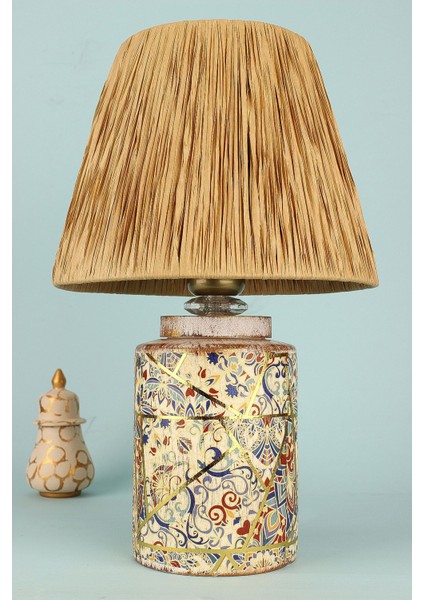 El yapımı seramik abajur, krem renk, şık ve doğal tasarım, ev dekoru için ideal