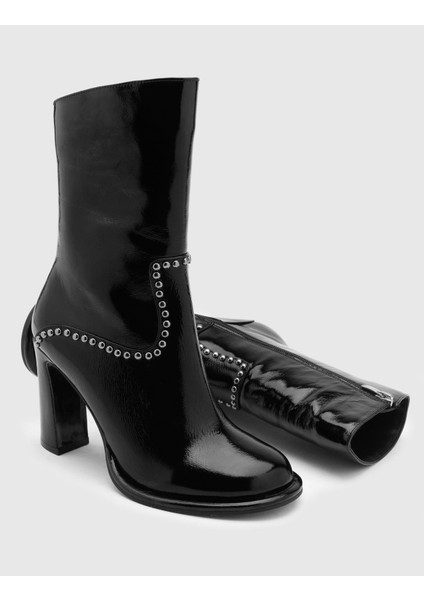 Coleman Hakiki Kırışık Rugan Deri Kadın Siyah Topuklu Bot fırsatları