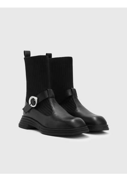 Serena Hakiki Deri Kadın Siyah Bot