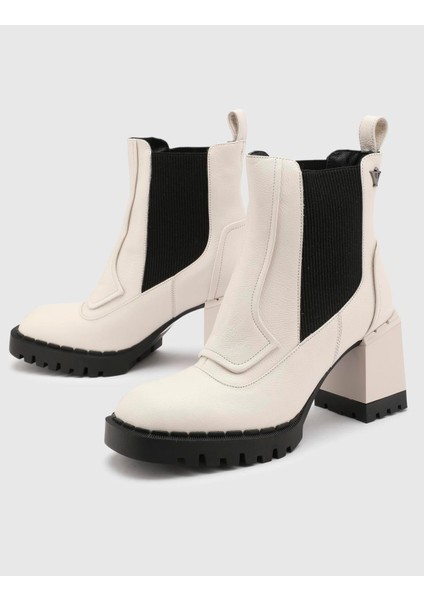 Alvaro Hakiki Floter Deri Kadın Krem Topuklu Bot fiyatları