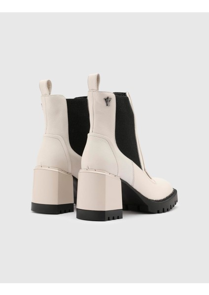 Alvaro Hakiki Floter Deri Kadın Krem Topuklu Bot fırsatları