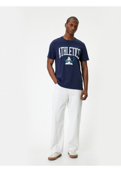 Kolej Baskılı Tişört Bisiklet Yaka Kısa Kollu fiyatları