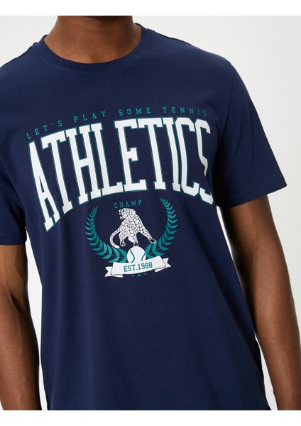 Kolej Baskılı Tişört Bisiklet Yaka Kısa Kollu indirimleri