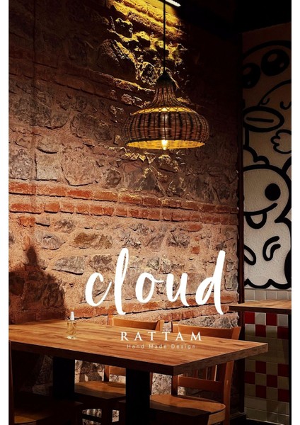 Bambu Sarkıt Avize Rattan Sarkıt: Cloud 40CM