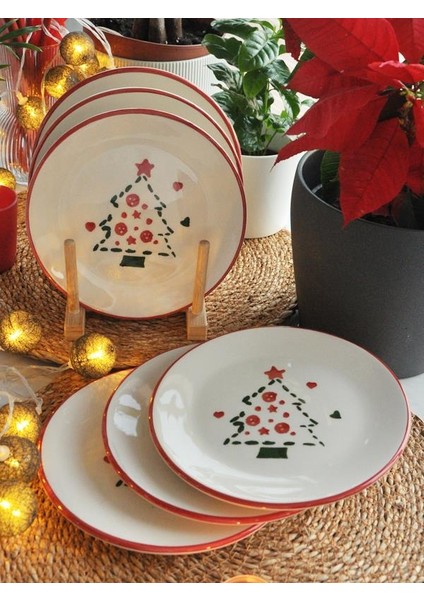 Yeniyıl 2025 Çam Ağacı 6lı Pasta Set-19 Cm.