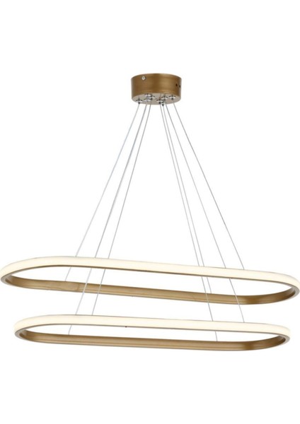Modern elips metal LED avize, şık şehir tarzı aydınlatma, 2 ampüllü 60x100 boyut.