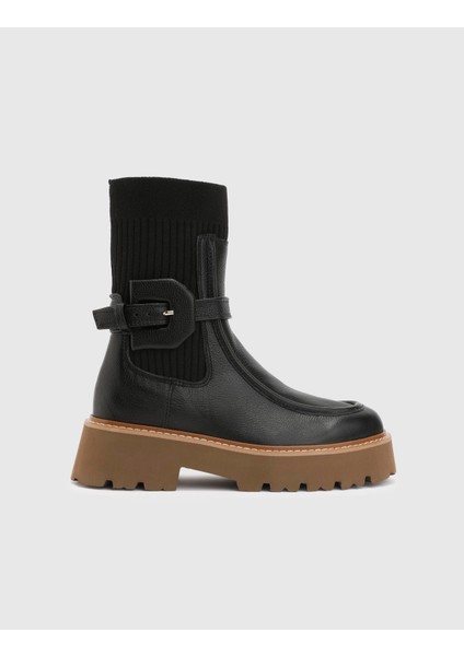 Wallace Hakiki Deri Kadın Siyah Bot modelleri