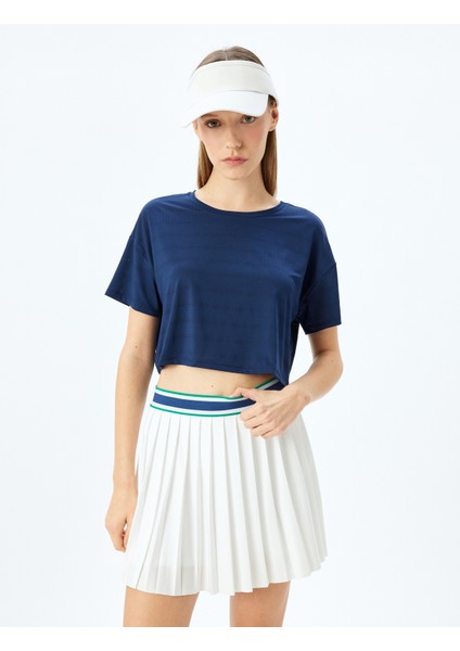 Crop Bisiklet Yaka Rahat Kalıp Nefes Alan Spor Tişört modelleri