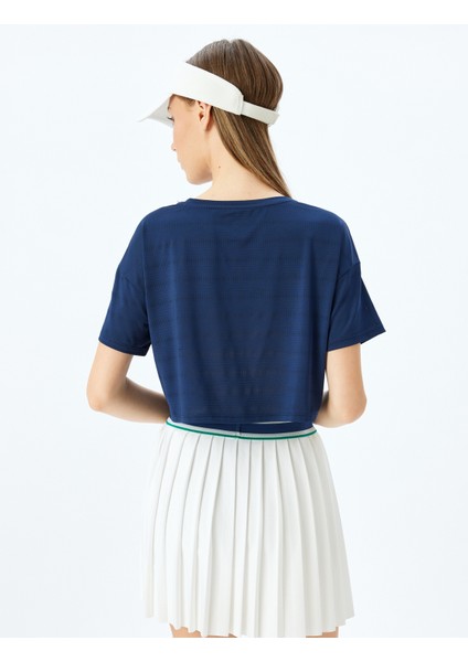 Crop Bisiklet Yaka Rahat Kalıp Nefes Alan Spor Tişört fırsatları