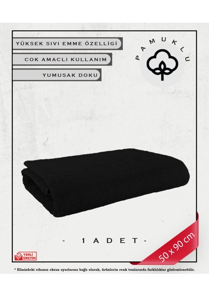 %100 Pamuk Havlu Yüz ve Fitness Havlu Seti Siyah - Hassas Ciltlere Özel 1 Adet