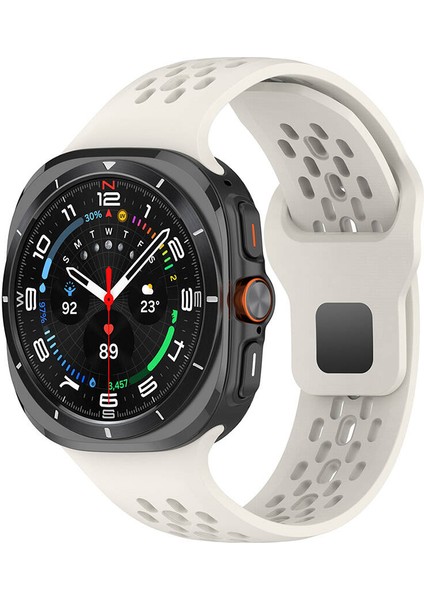 Samsung Galaxy Watch Ultra 47MM KRD-119 Delikli Tasarım Silikon Kordon-Starlight