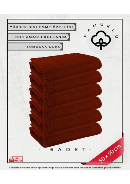 %100 Pamuk Havlu Yüz ve Fitness Havlu Seti Kırmızı - Hassas Ciltlere Özel 6 Adet