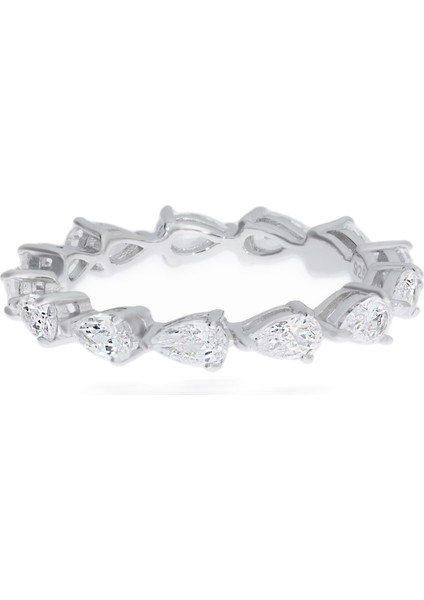 Kadın Damla Model Tam Tur Gümüş Yüzük