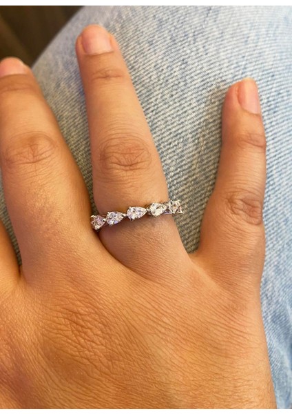 Kadın Damla Model Tam Tur Gümüş Yüzük modelleri