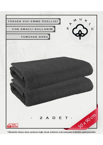 %100 Pamuk Havlu Yüz ve Fitness Havlu Seti Gri- Hassas Ciltlere Özel 2 Adet