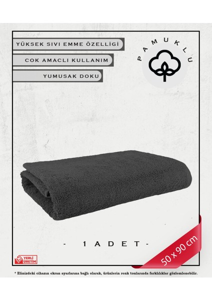 %100 Pamuk Havlu Yüz ve Fitness Havlu Seti Gri- Hassas Ciltlere Özel 1 Adet