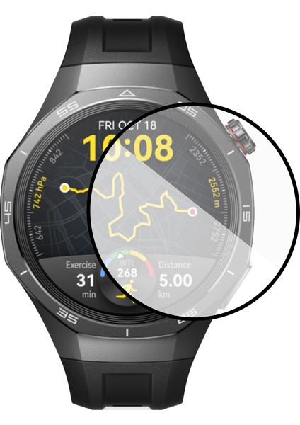 Huawei Watch Gt 5 Pro 46MM Iiçin Tam Kaplayan Kavisli Ekran Koruyucu 3D Pet Film - Siyah AL3385
