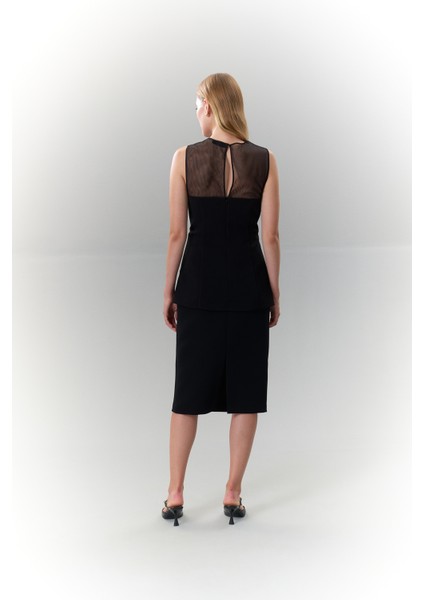 Tül Detaylı Belden Oturtmalı Bluz Siyah K2513045_001 fiyatları