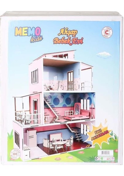 CCY00196 Memo Ahşap Bebek Evi Aksesuarlı