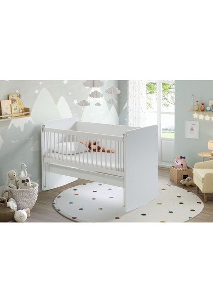 BW1070 - Pratik Sallanır Anne Yanı Bebek Beşik Beyaz 60x120