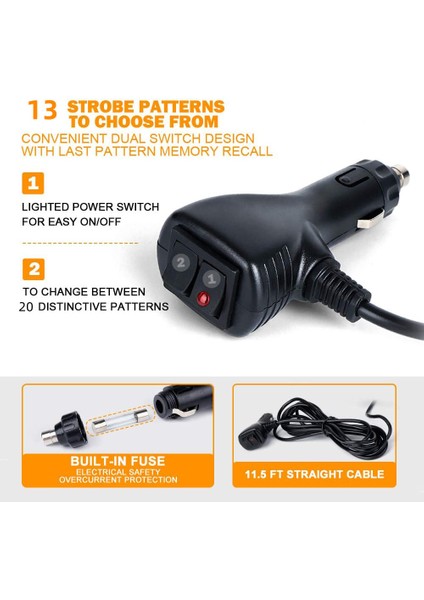 Çakar Lamba 70CM 12-30V Vantuzlu 24 Ledli Kırmızı-Mavi / LAPA541 modelleri