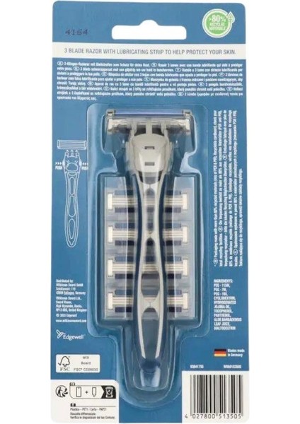 Wilkinson Sword Wilkinson Essentials 3 Hybrid Erkek Tıraş Makinesi Sapı + 4 Yedek Tıraş Bıçağı