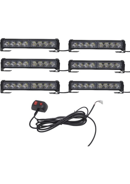 6'lı 48 LED Çakar Lamba Mavi-Beyaz-Kırmızı 12-30V / LAPA545