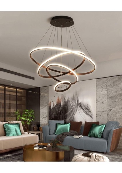 Şık Siyah 4'lü Beyaz Ultra LEDli Modern Avize, Hızlı ve Güvenli Teslimat