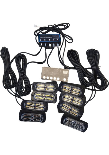17 Fonksiyonlu Çakar Lamba 12-30V 24 LED 8 Adet Kırmızı*mavi Set / LAPA548