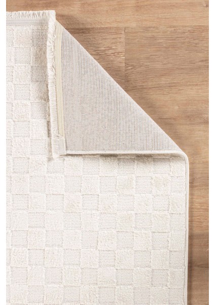 Mazza 7005 Krem Yumuşak Dokulu Modern Salon Mutfak Koridor Halısı Tozumaz Makine Halısı 100x200