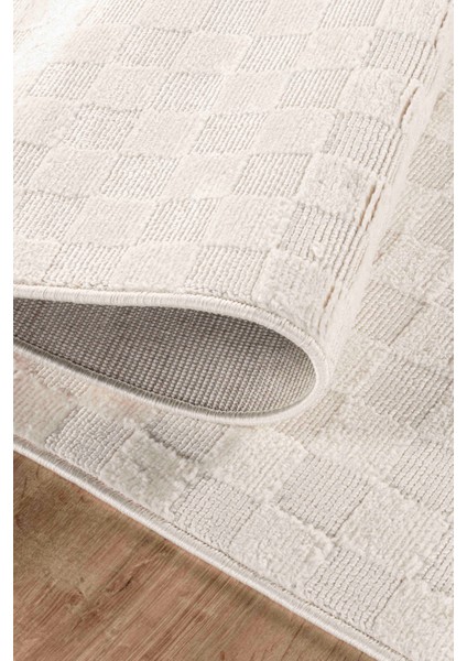 Mazza 7005 Krem Yumuşak Dokulu Modern Salon Mutfak Koridor Halısı Tozumaz Makine Halısı 100x200