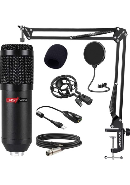 BM800BT Black Kondanser Mikrofon Stand Filtre Ses Kartı (PC ve Telefonda Çalışır)