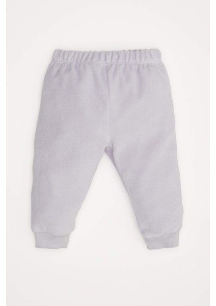 Kız Bebek Pijama Takımı Bisiklet Yaka Yılbaşı Temalı Uzun Kollu Velur Üst Beli Lastikli Uzun Alt D7174A524WN