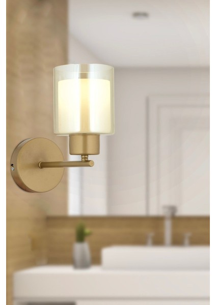 Lima Eskitme Bal Çift Cam Duvar Lambası Yatak Odası-Yatak Başı-Banyo Için Modern Aplik