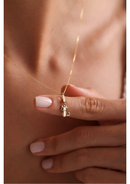 Siyah Taşlı Kedi Kilitli Charm Kolye Ucu fırsatları